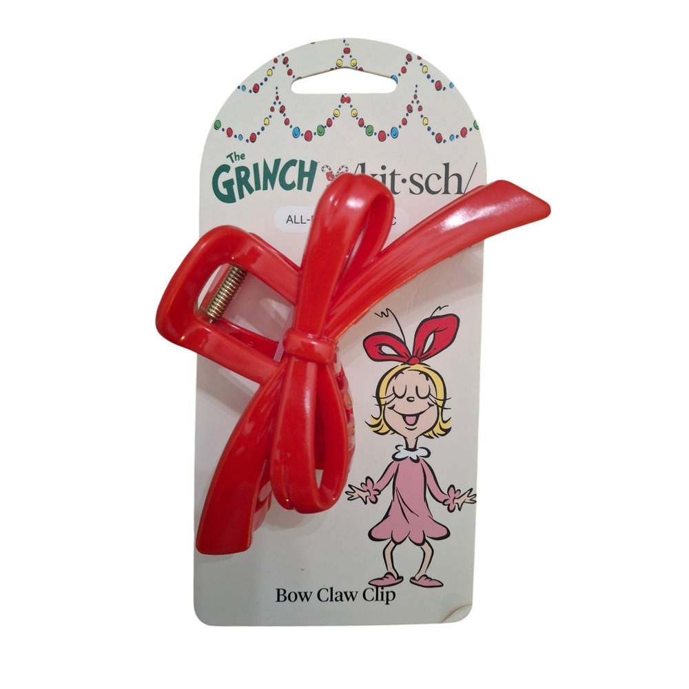 Kitsch x The Grinch Red Bow Claw Clip Dr Seuss Cindy Lou Who Hair Accessory NEW